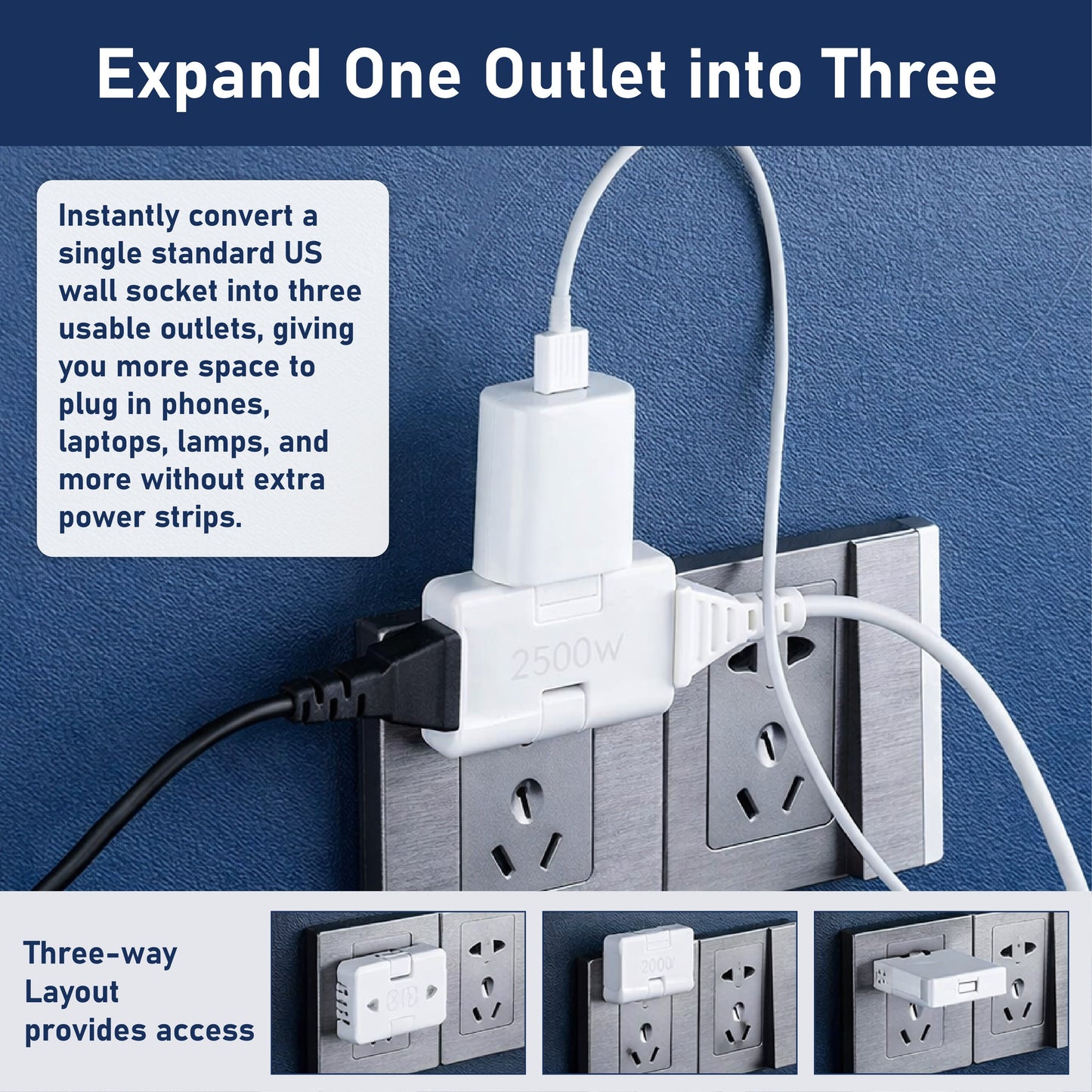 ComfortCornerUs™ PlugTurn Rotating Outlet Wall Adapter