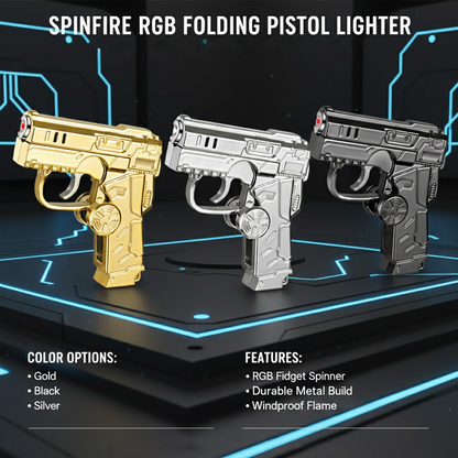 ComfortCornerUs™ SpinFire RGB Folding Pistol Lighter